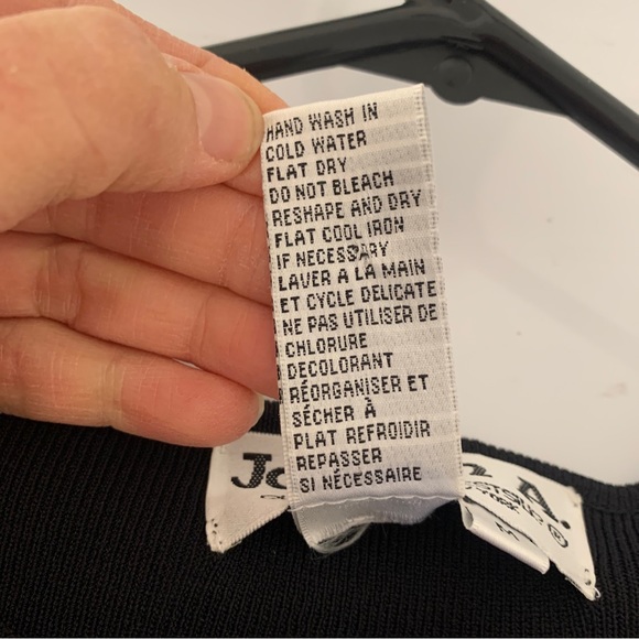 VTG Joseph A Appliqué Design Black Floral Cardigan Top Viscose Mohair Blend M - Picture 7 of 11